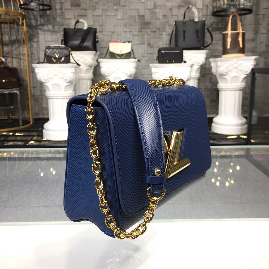 Louis Vuitton TWIST MM Handbag Epi Leather M53090 Indigo Blue